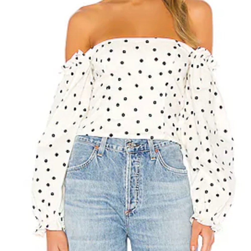 LPA Wiktoria off the shoulder polka dot top, small